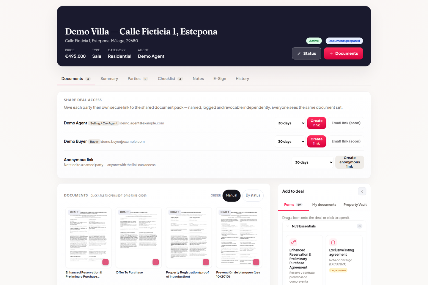 Deals and contract generation in The NLS