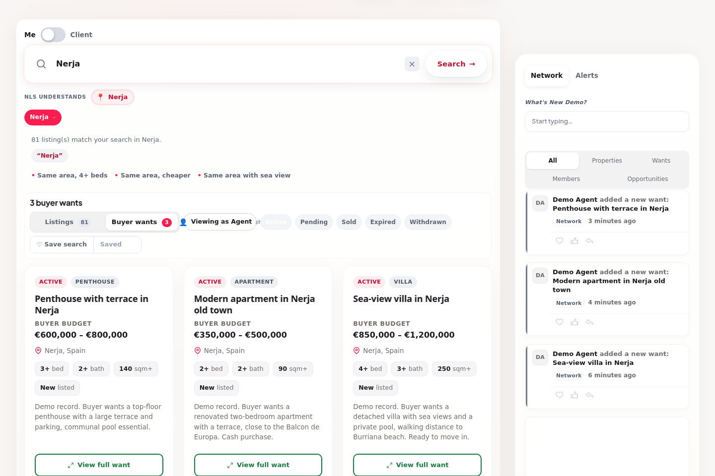 Buyer Wants and matching in The NLS